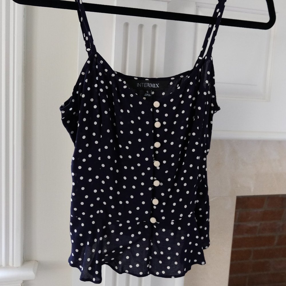 INTERMIX Peplum Cropped Tank Top, Small